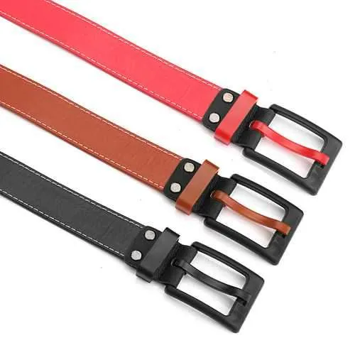Unisex Women Men Leather Plastic Buckle Strap Jelly Adjust Waist Belt