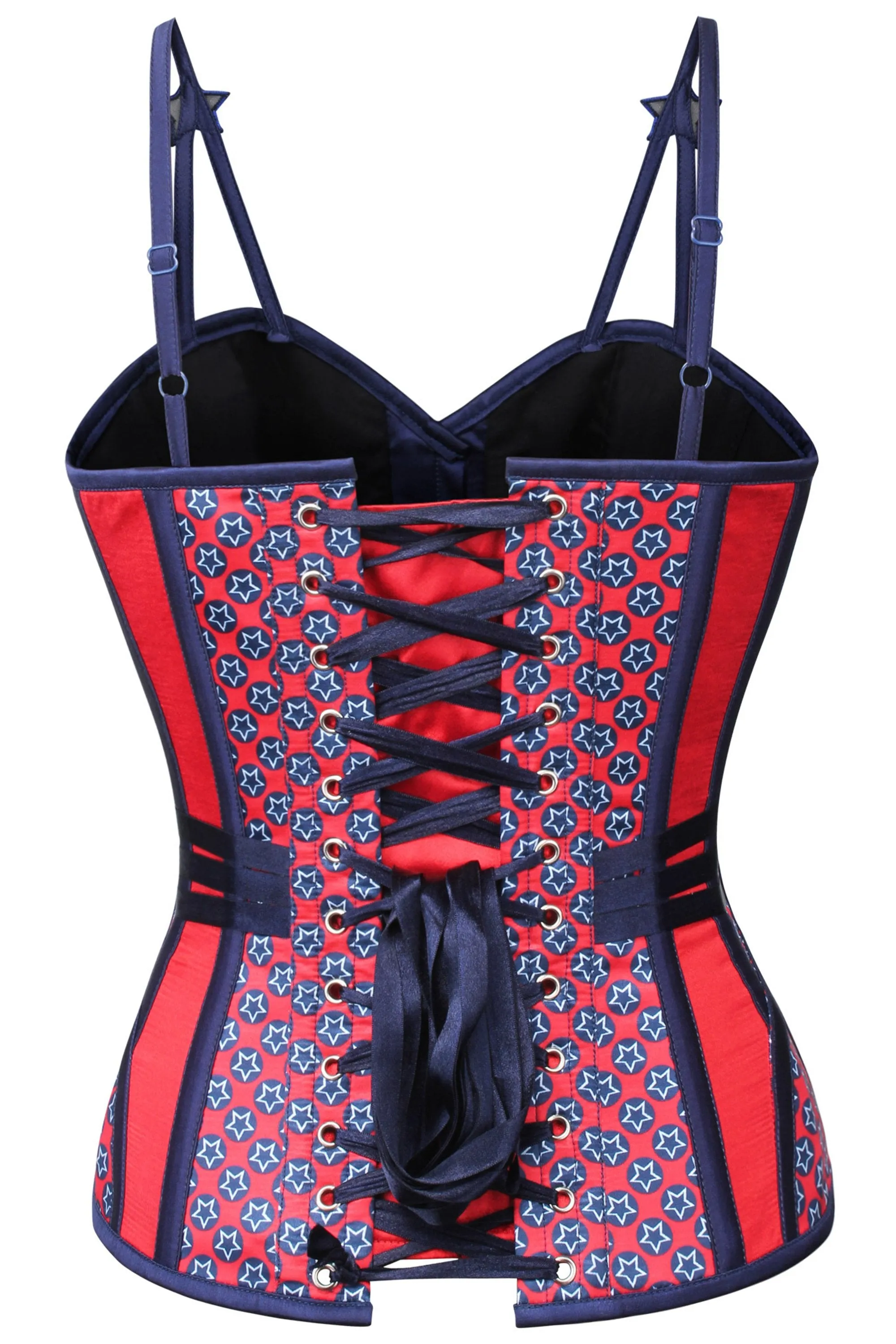 USA Flag Overbust Corset With Star Strap Detail