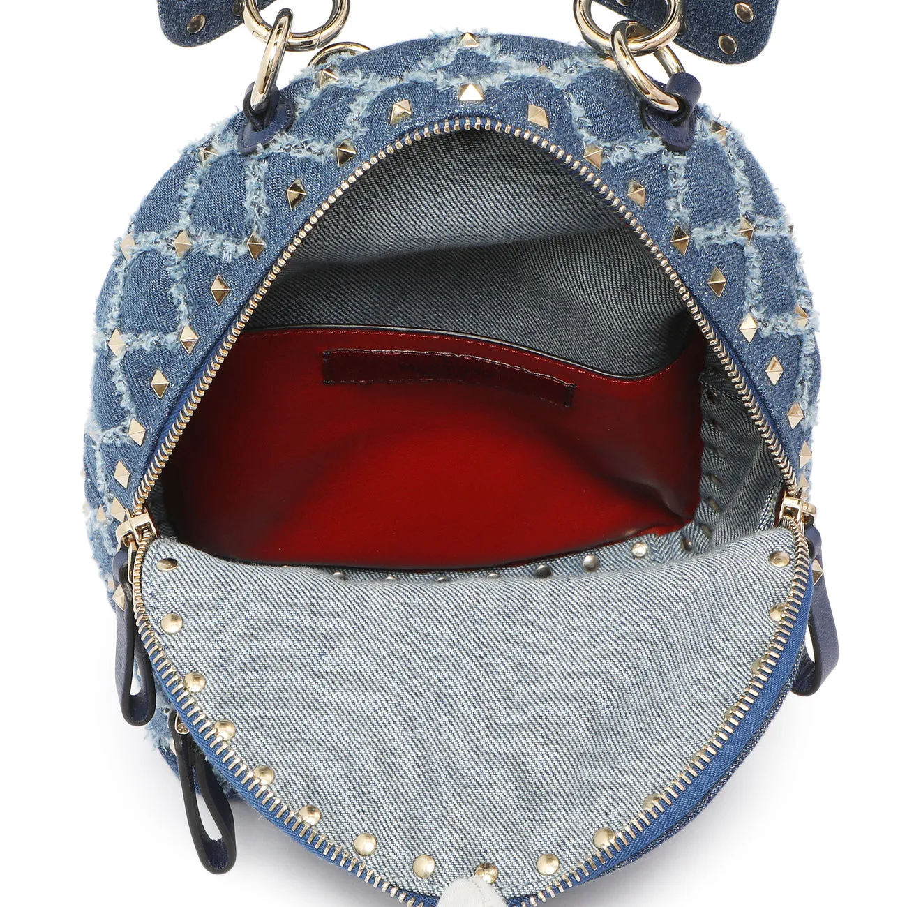 Valentino Denim Mini Rockstud Backpack