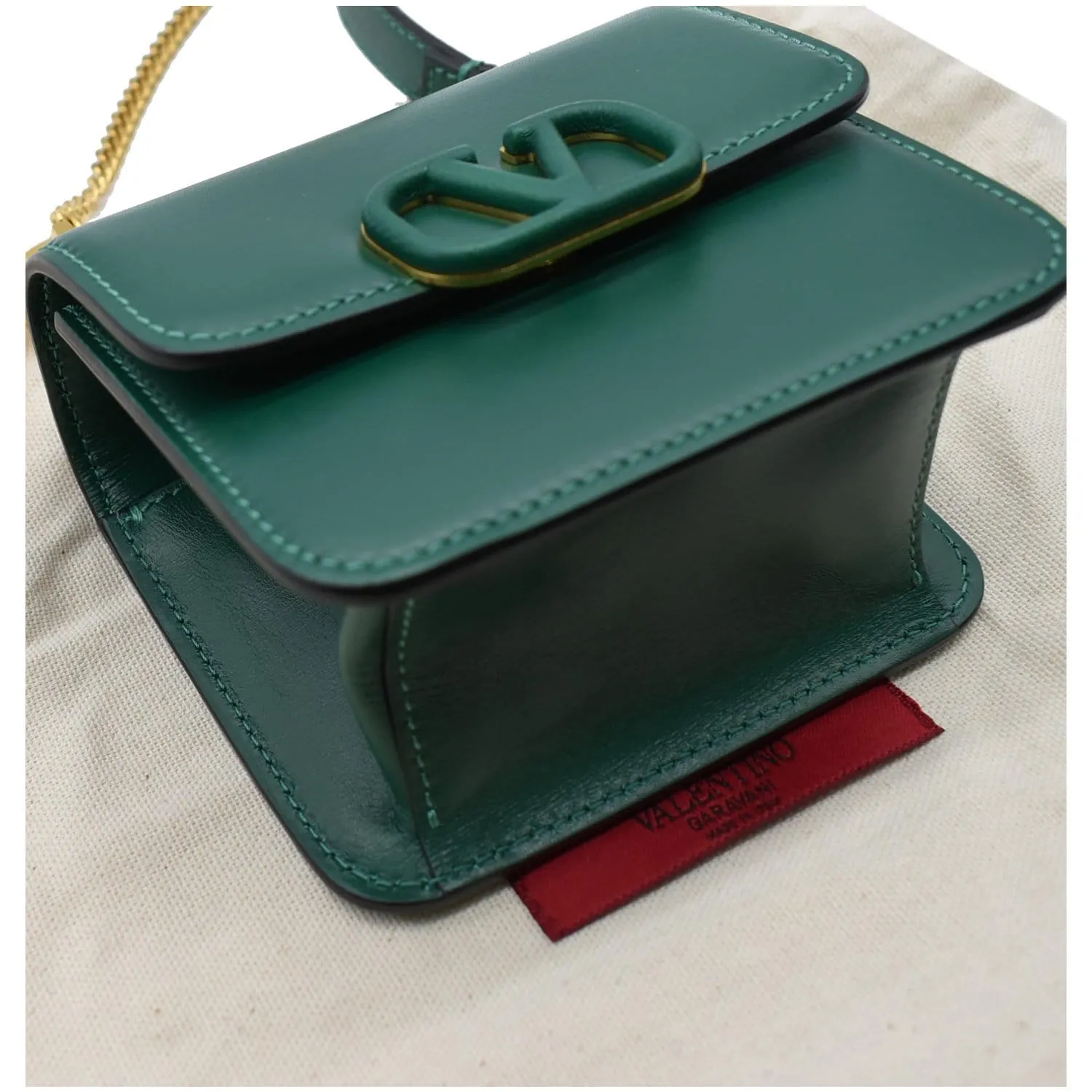 VALENTINO Garavani Vsling Micro Leather Shoulder Bag Green