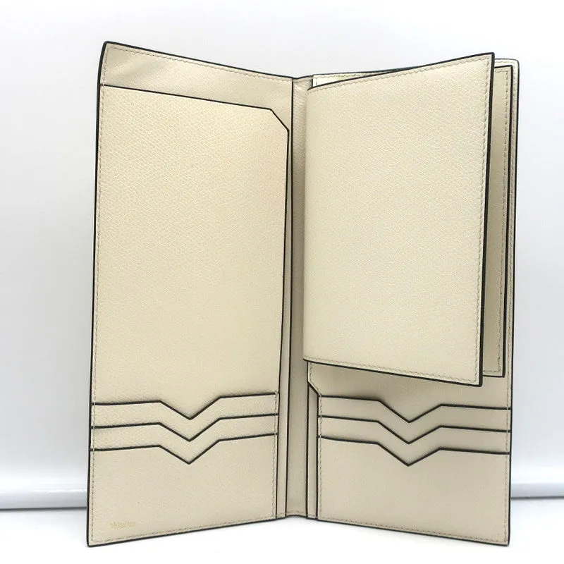 Valextra Travel Wallet Ivory Grained Leather NEW
