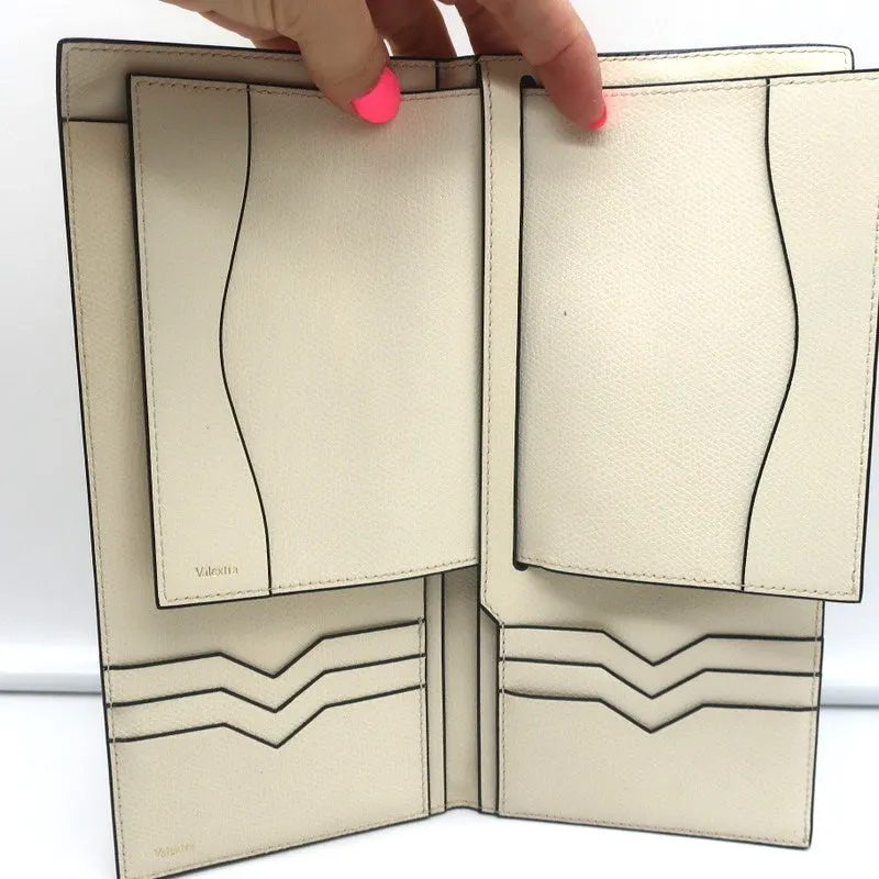 Valextra Travel Wallet Ivory Grained Leather NEW