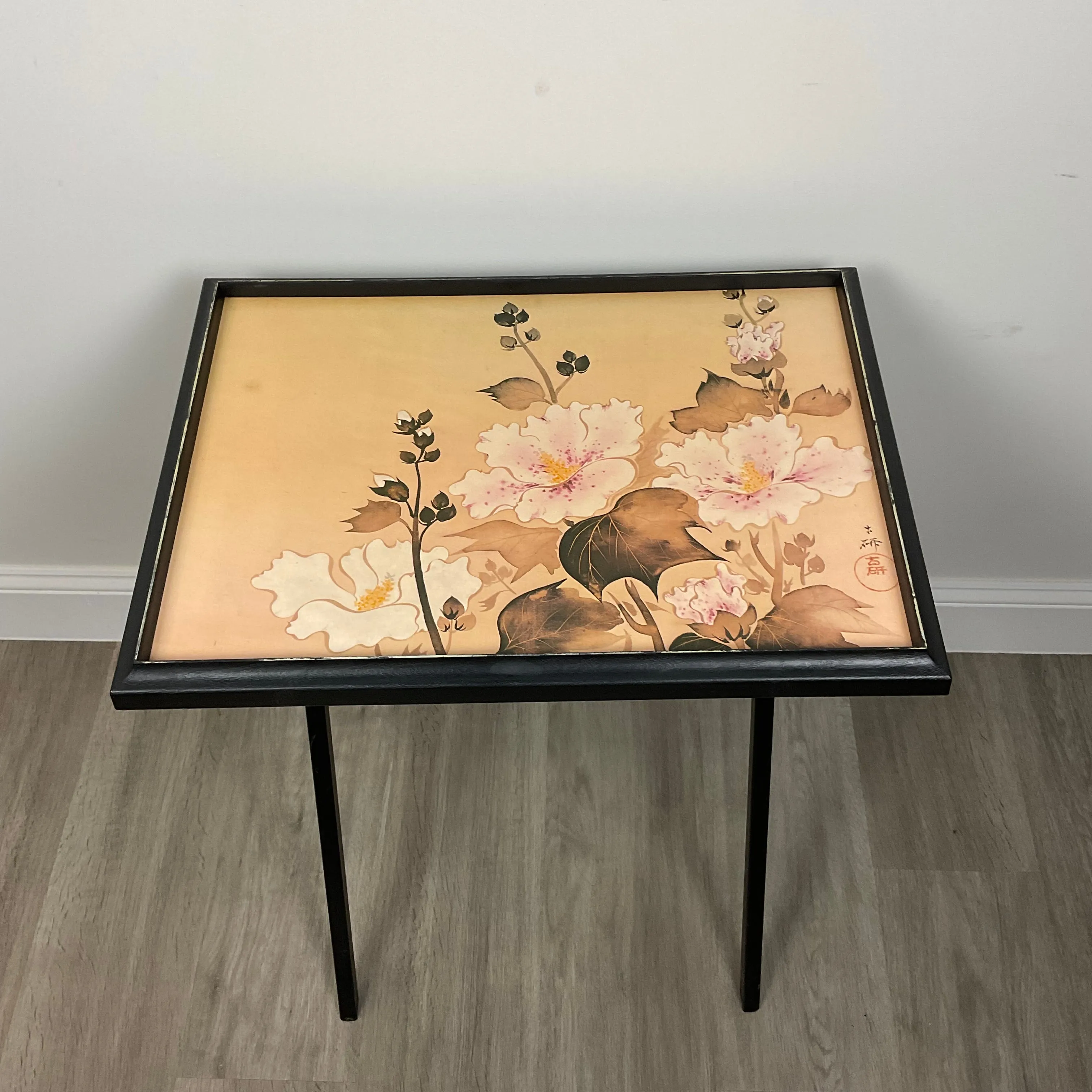Vintage Two Floral TV Trays With Legs Floral Folding Tables Floral With Leg Stand