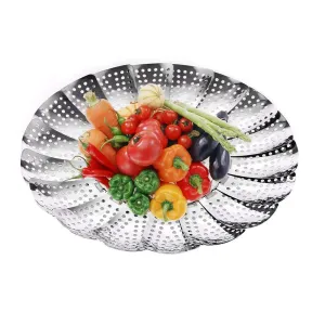 VIPMOON Premium Vegetable Steamer Basket,5.5" to 9.5" Steamer Basket Stainless Steel Collapsible for Veggie Fish Seafood Cooking,Insert for Instant Pot,Pans,Crock Pots & more   Safety Tool
