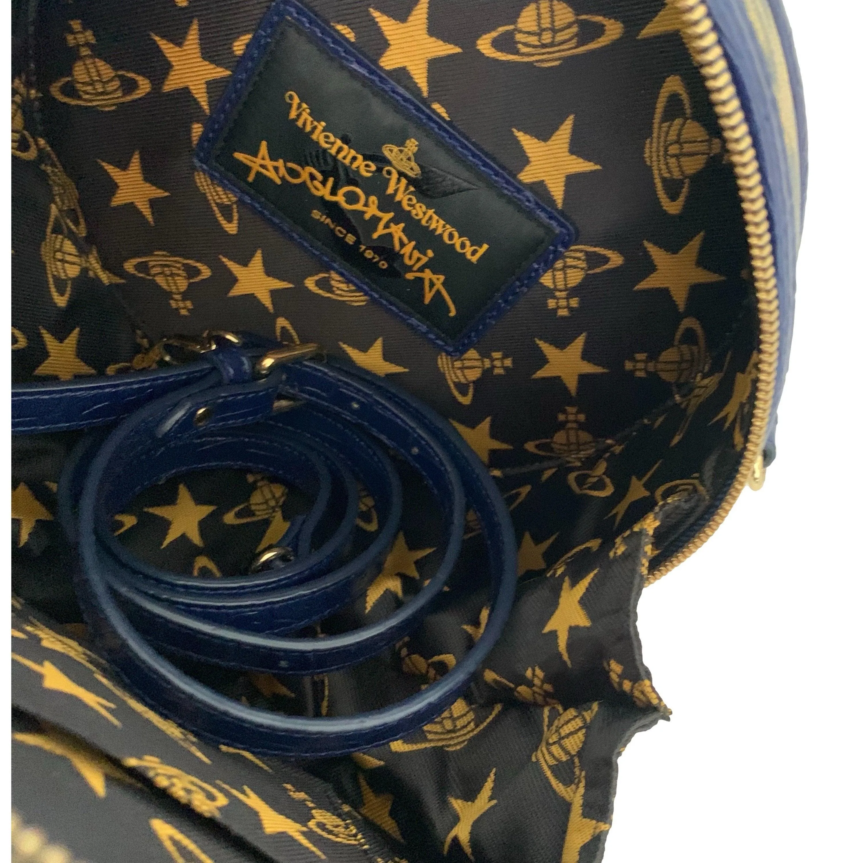 Vivienne Westwood Blue Cheetah Logo Crossbody Bag
