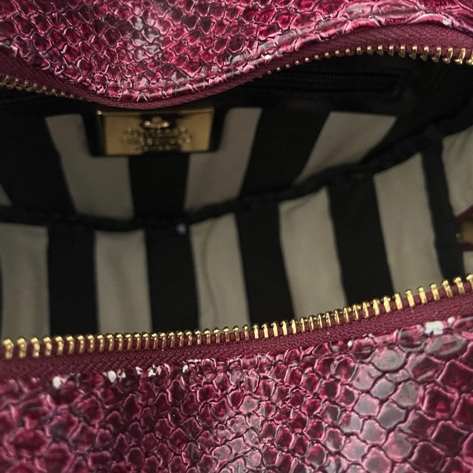 Vivienne Westwood Burgundy Snake Embossed Heart Bag