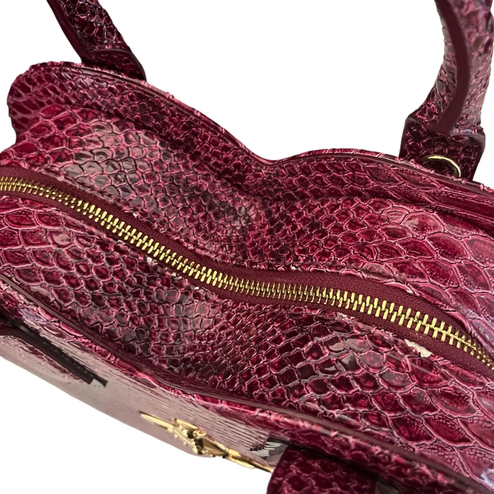 Vivienne Westwood Burgundy Snake Embossed Heart Bag