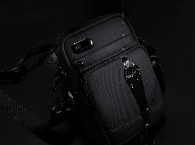 Waterproof Crossbody Bag Tablet Bag Handbag, USB Power Plug, Black/Gray