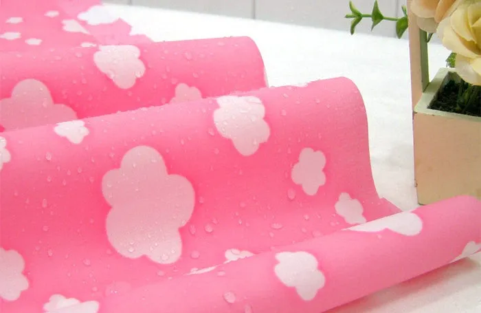Waterproof Fabric Clouds on Pink per Yard 30364