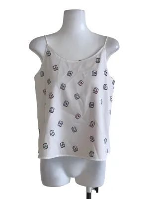 White Graphic Sleeveless Top
