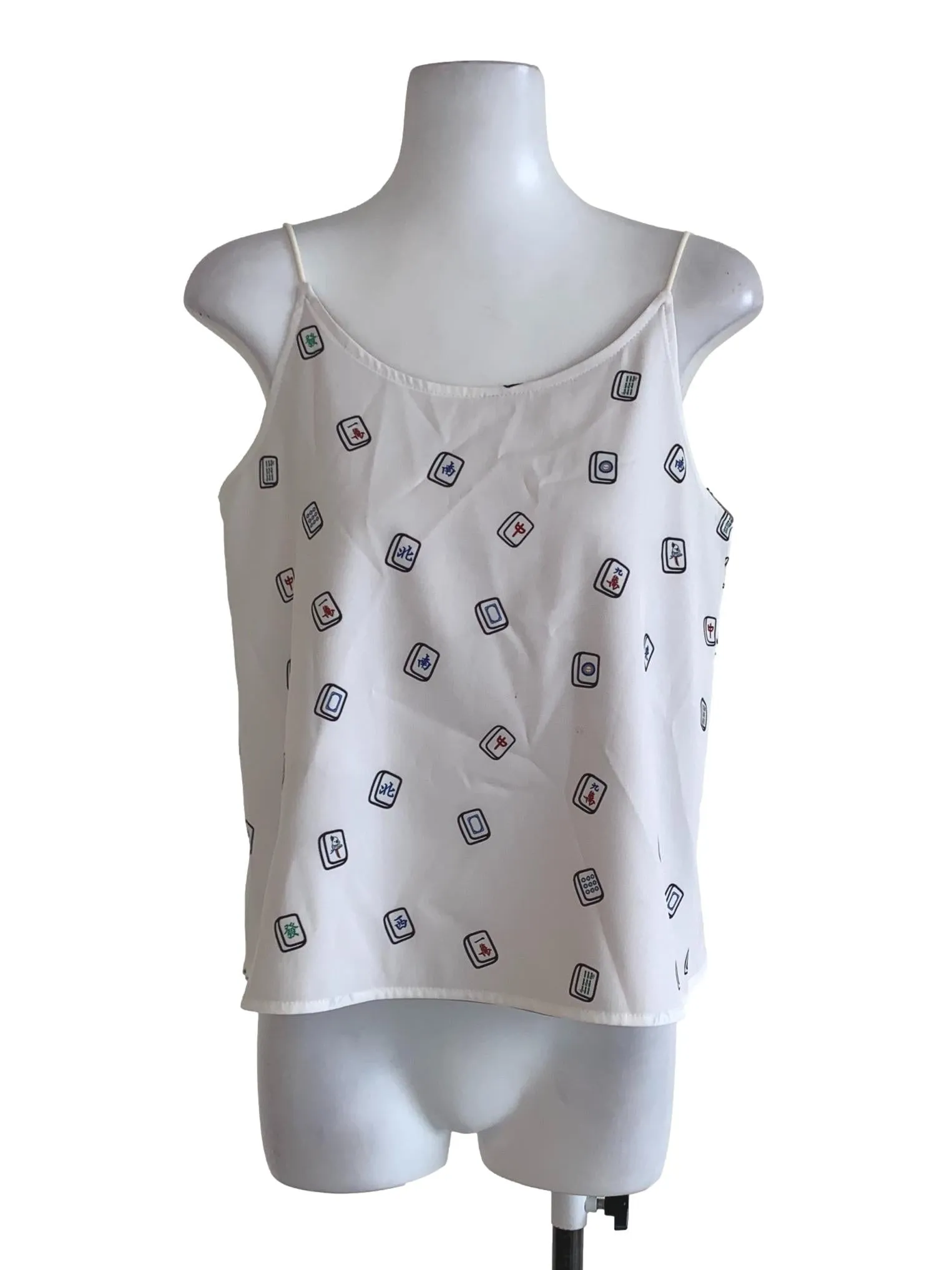 White Graphic Sleeveless Top