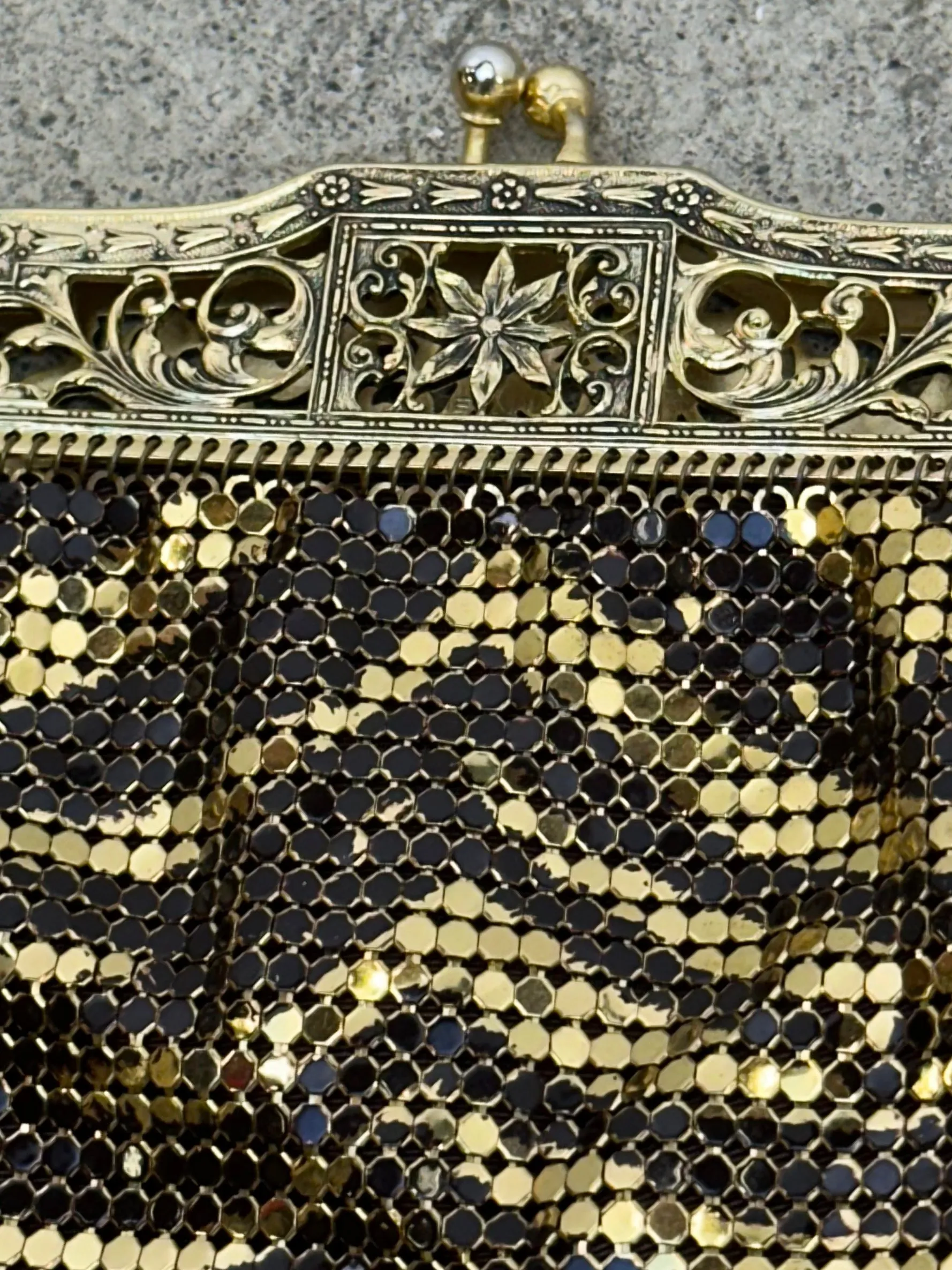Whiting & Davis Co. Chainmail Tiger Stripe Bag