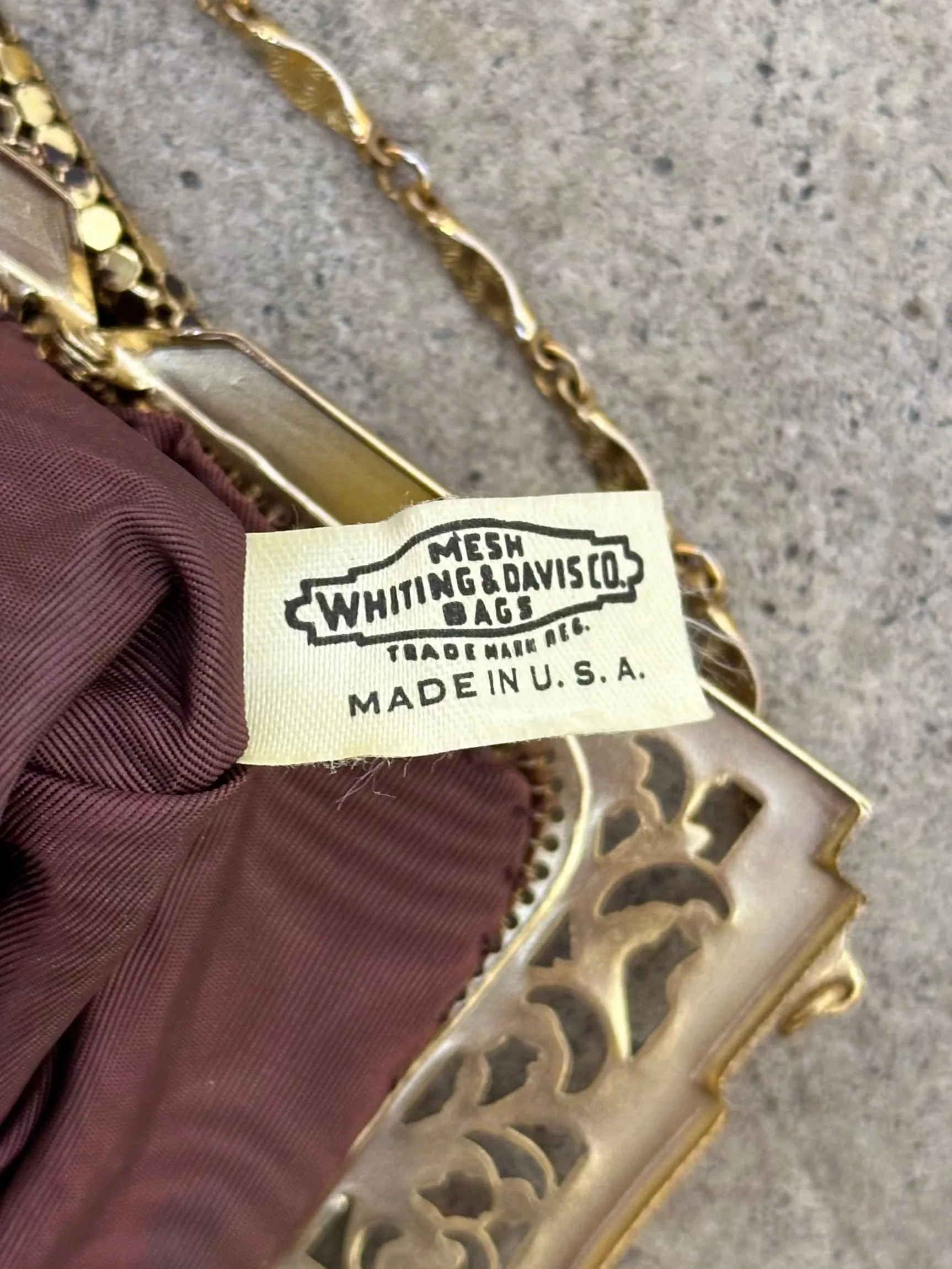 Whiting & Davis Co. Chainmail Tiger Stripe Bag