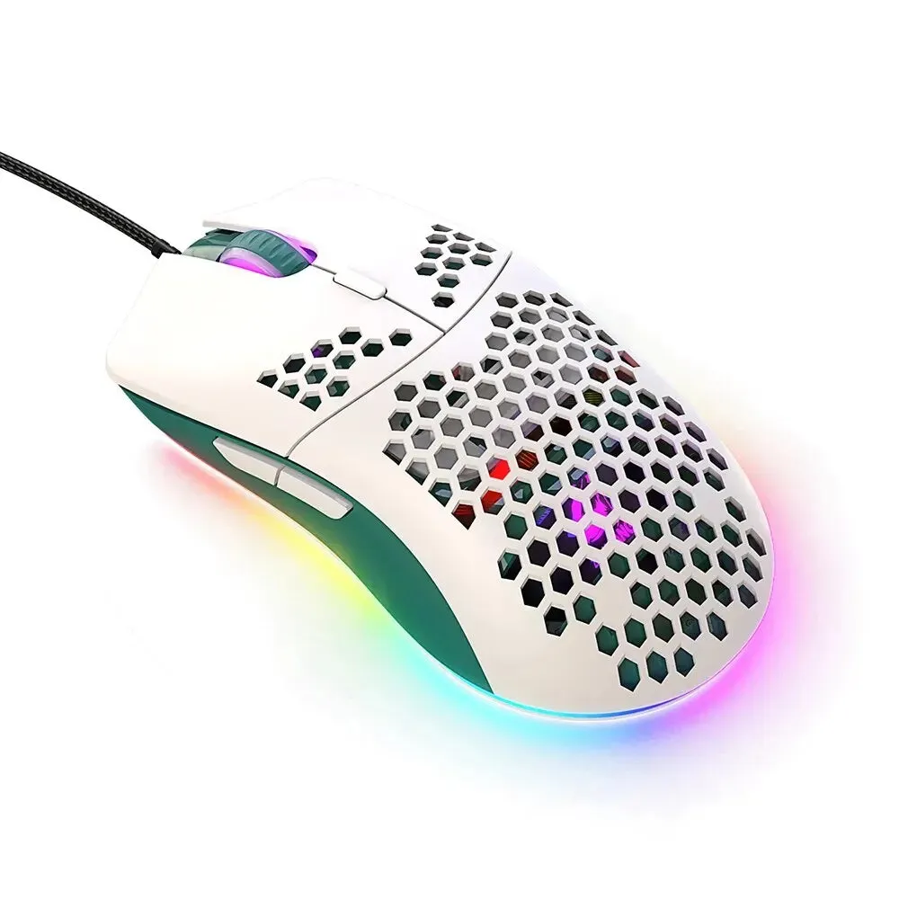 Wired Honeycomb Lightweight Multicolor Gaming Mouse 69g Ultralight RGB Backlit