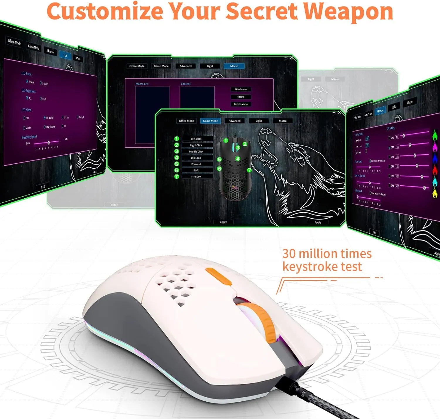 Wired Honeycomb Lightweight Multicolor Gaming Mouse 69g Ultralight RGB Backlit