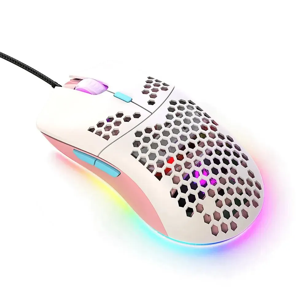 Wired Honeycomb Lightweight Multicolor Gaming Mouse 69g Ultralight RGB Backlit