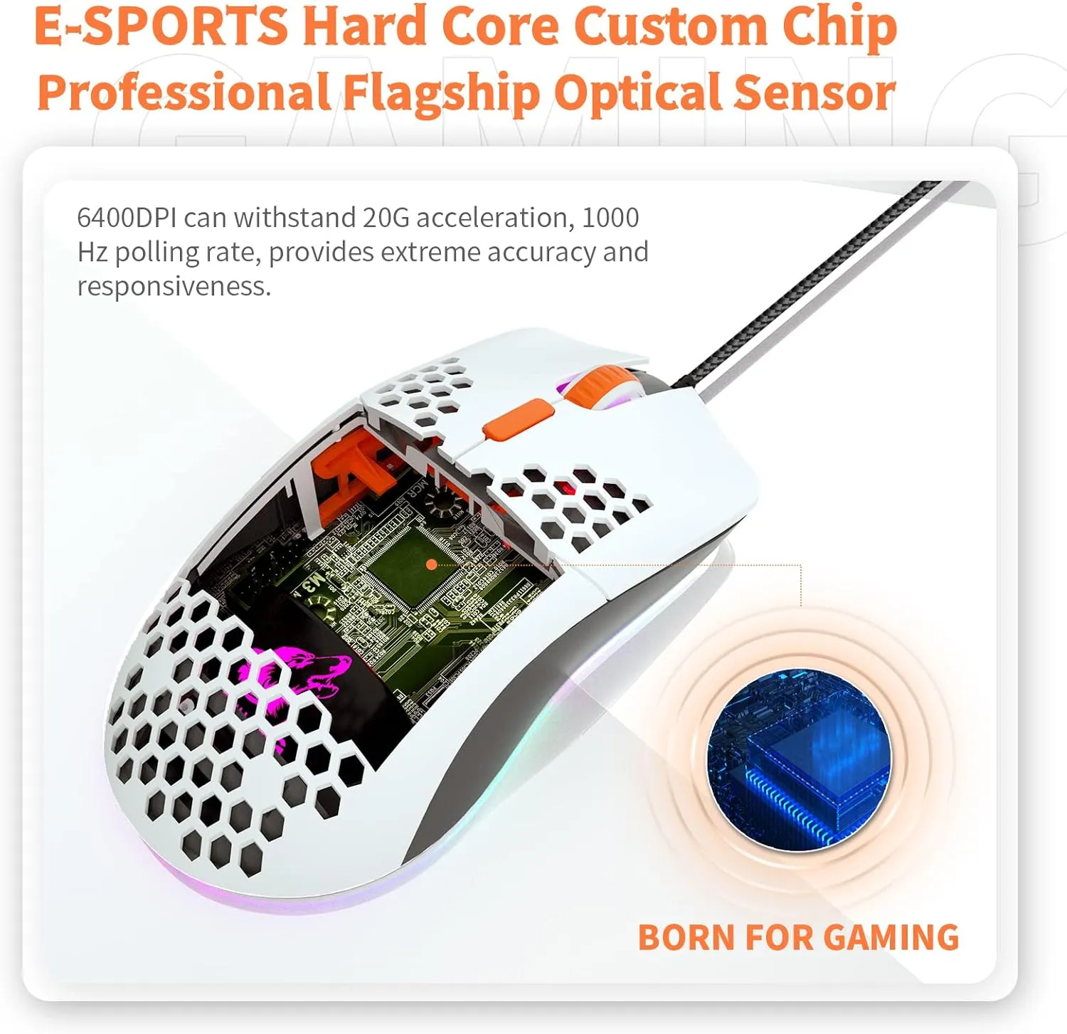 Wired Honeycomb Lightweight Multicolor Gaming Mouse 69g Ultralight RGB Backlit