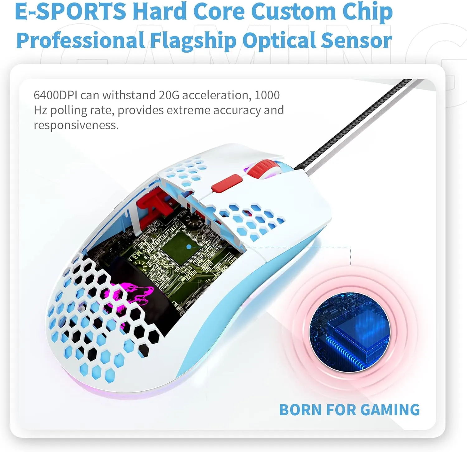 Wired Honeycomb Lightweight Multicolor Gaming Mouse 69g Ultralight RGB Backlit