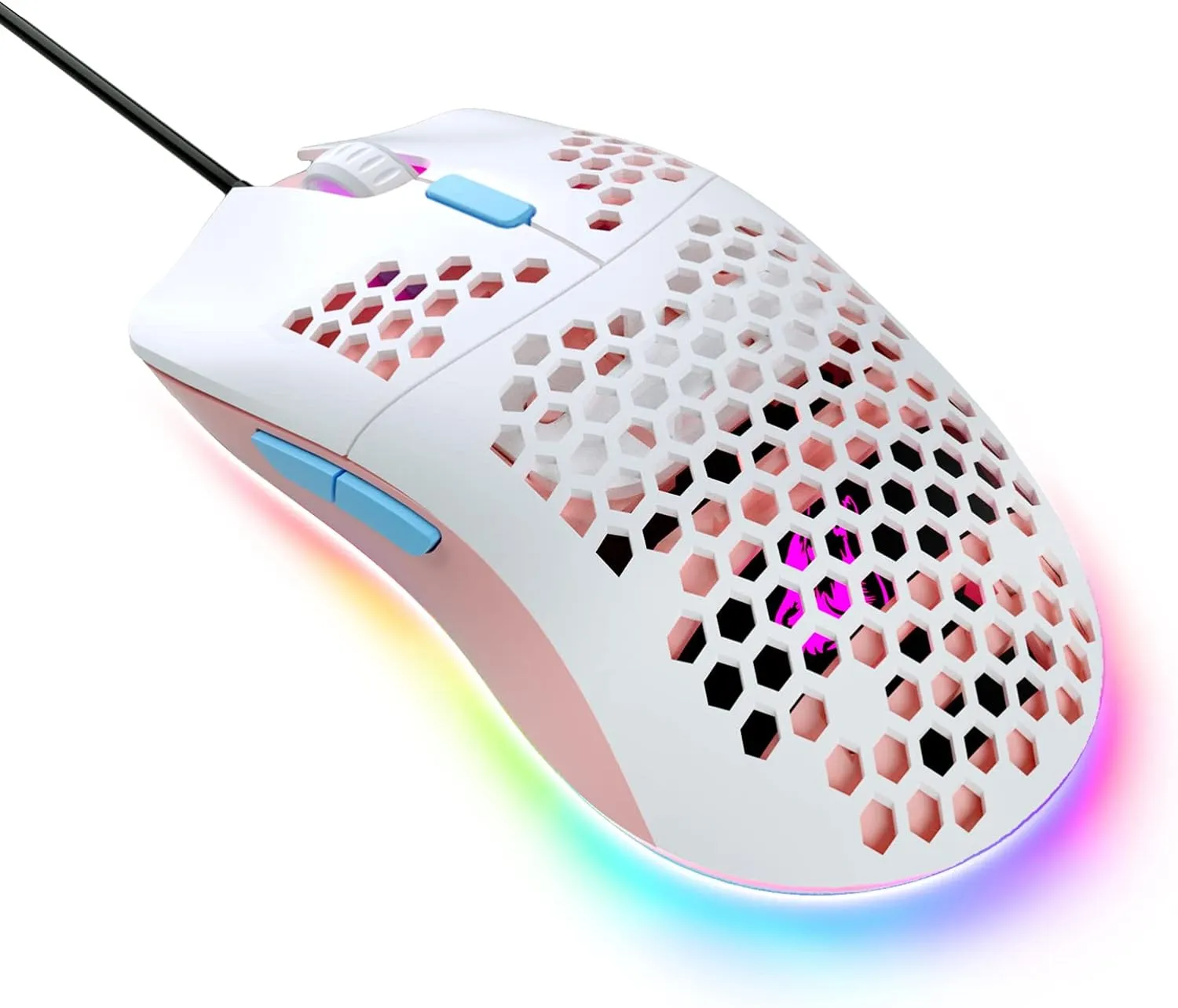 Wired Honeycomb Lightweight Multicolor Gaming Mouse 69g Ultralight RGB Backlit