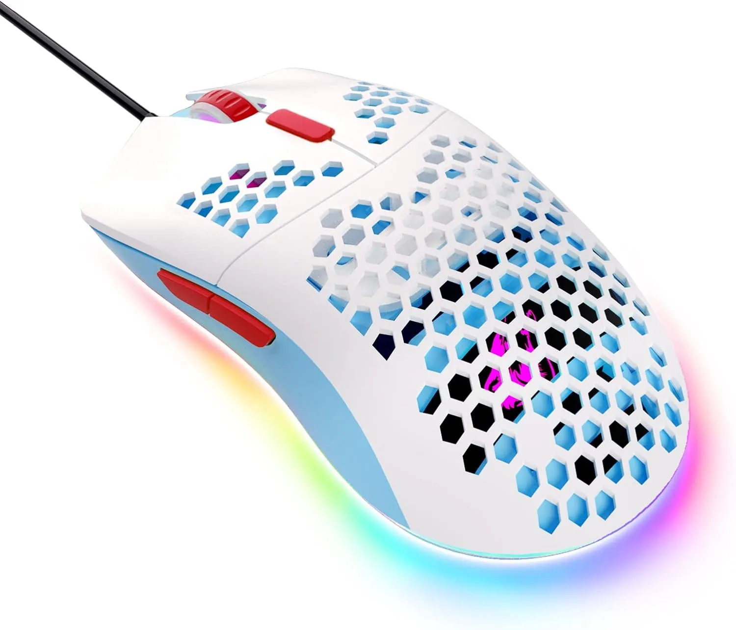 Wired Honeycomb Lightweight Multicolor Gaming Mouse 69g Ultralight RGB Backlit