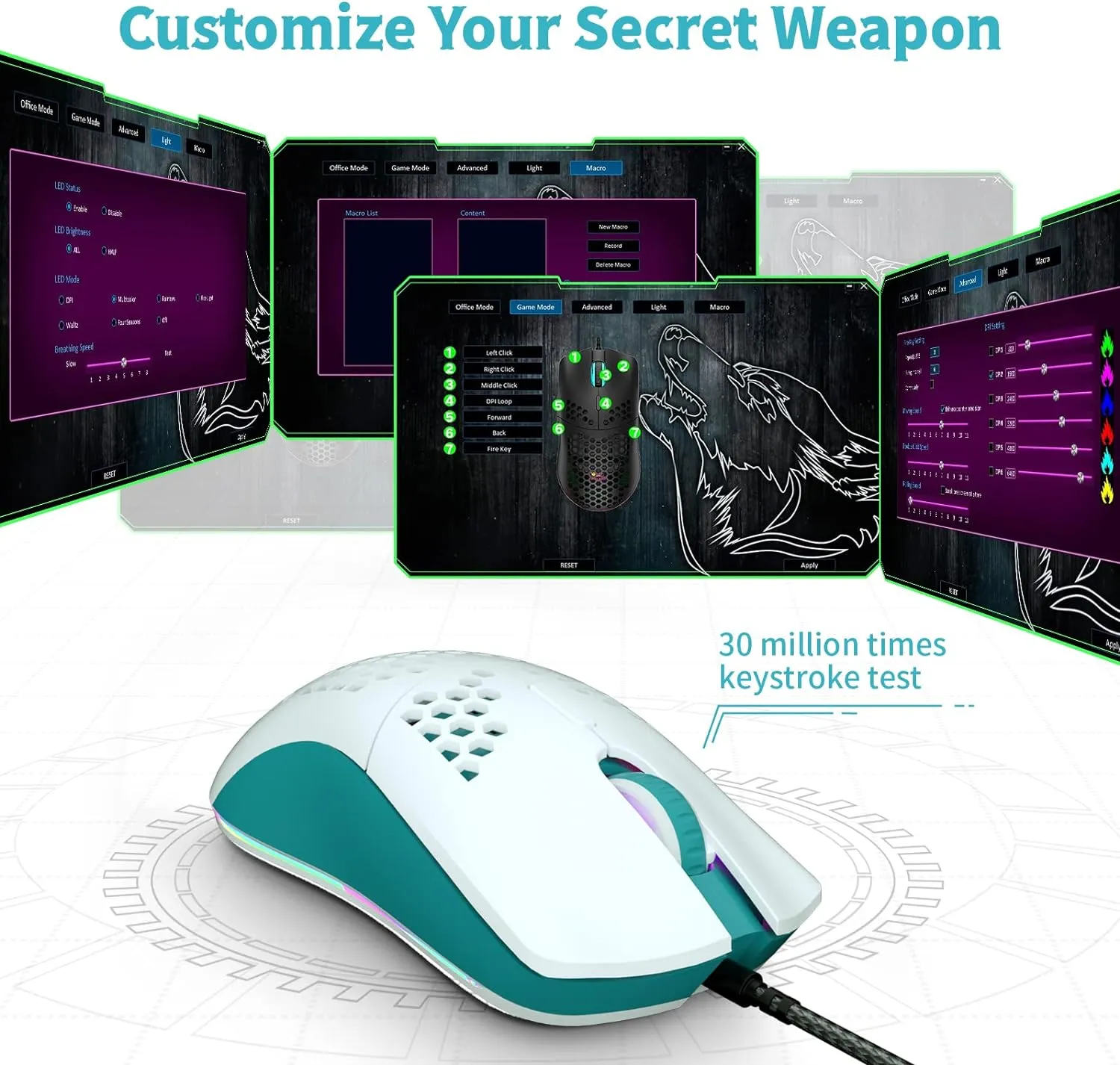 Wired Honeycomb Lightweight Multicolor Gaming Mouse 69g Ultralight RGB Backlit