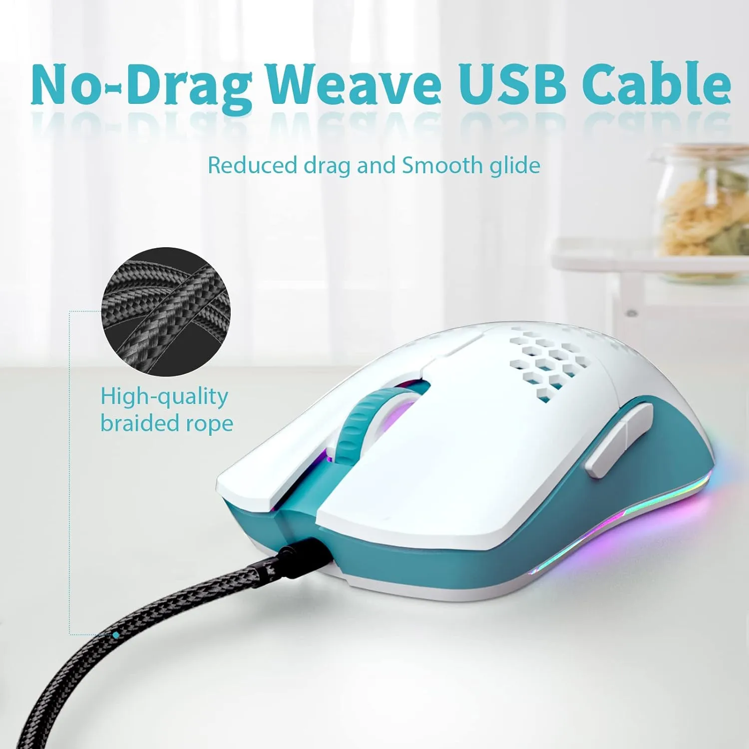 Wired Honeycomb Lightweight Multicolor Gaming Mouse 69g Ultralight RGB Backlit