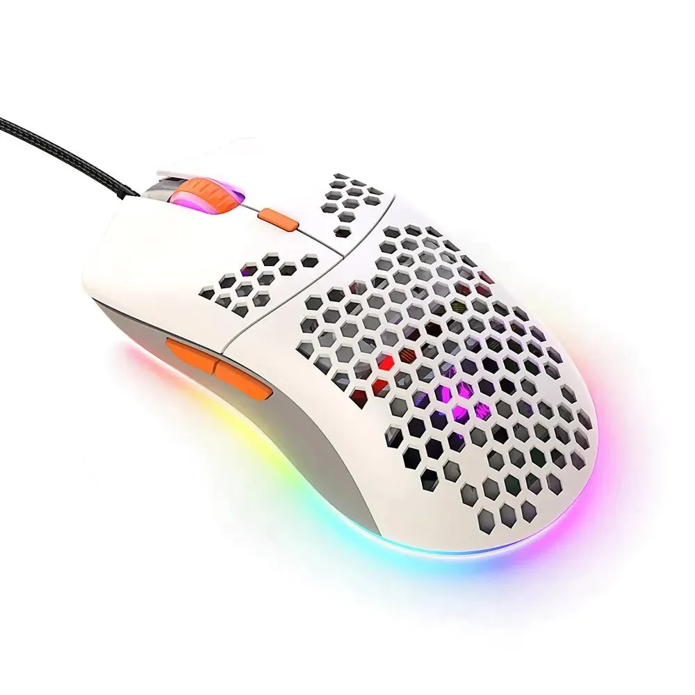 Wired Honeycomb Lightweight Multicolor Gaming Mouse 69g Ultralight RGB Backlit