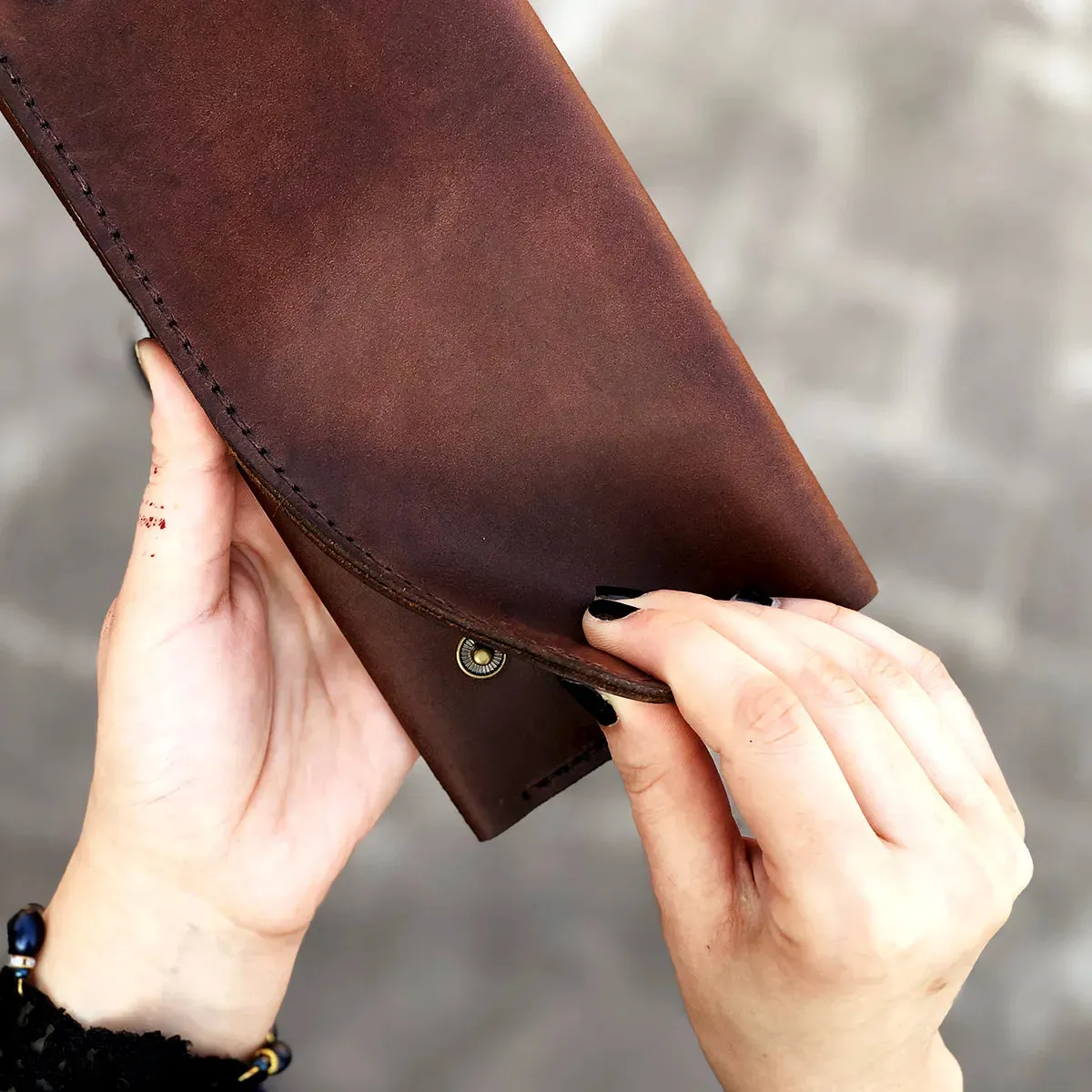 Wolf - The Perfect Pouch Leather Clutch for Women - Brown Color