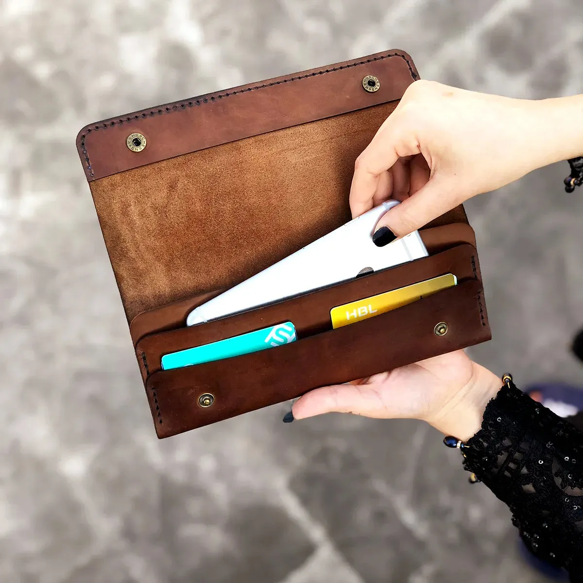 Wolf - The Perfect Pouch Leather Clutch for Women - Brown Color