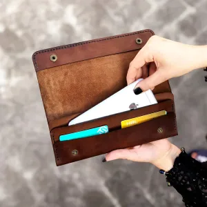 Wolf - The Perfect Pouch Leather Clutch for Women - Brown Color