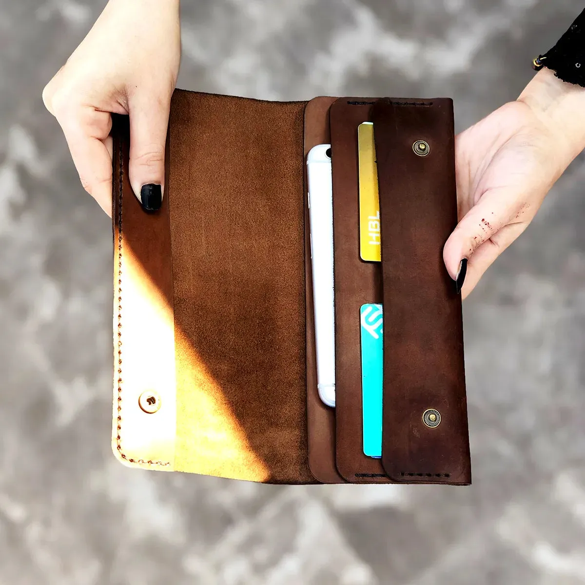 Wolf - The Perfect Pouch Leather Clutch for Women - Brown Color