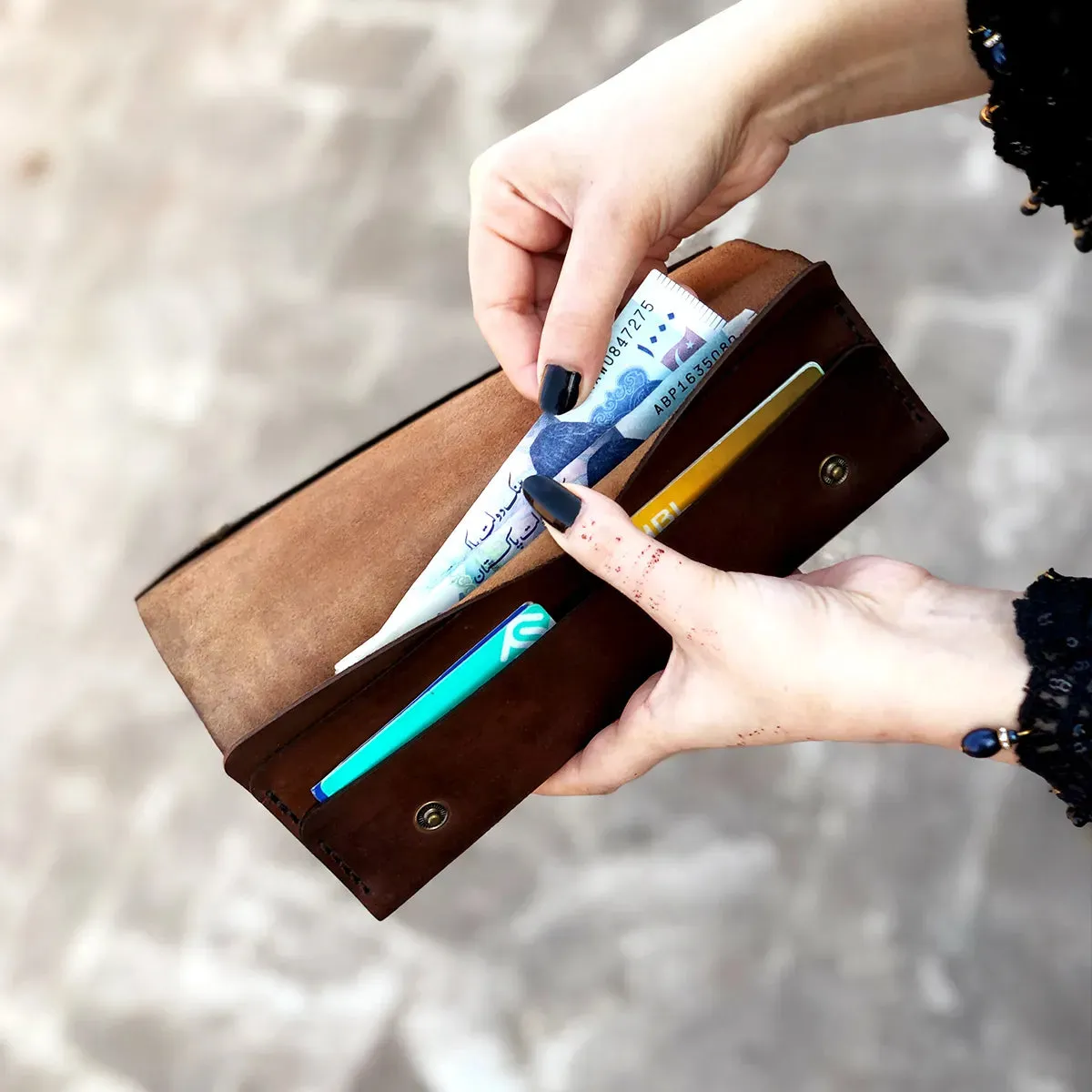 Wolf - The Perfect Pouch Leather Clutch for Women - Brown Color