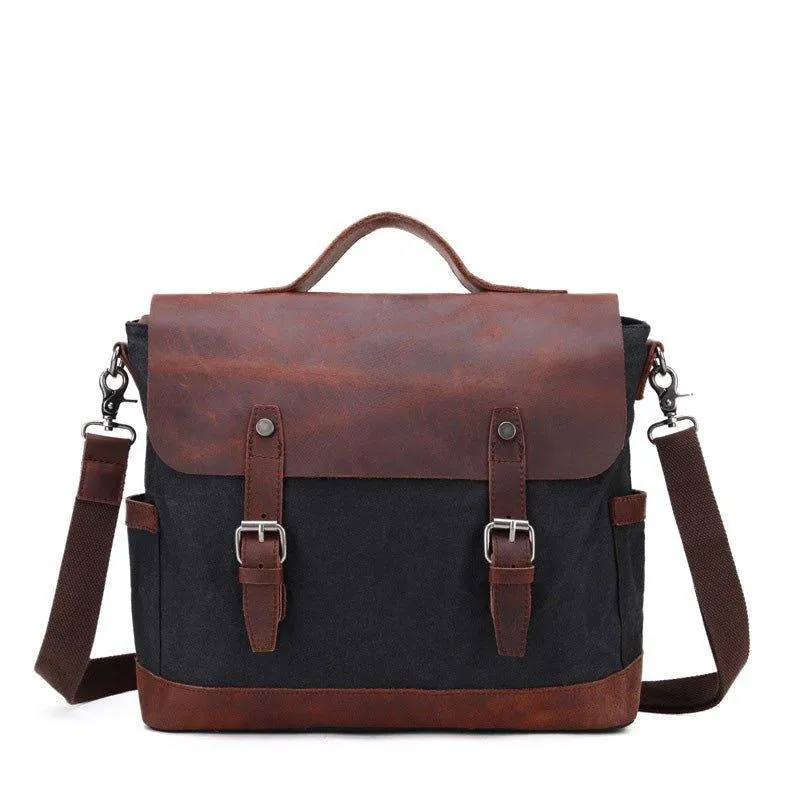 Woosir Mens Canvas Satchel Bags Waterproof Briefcase 14"