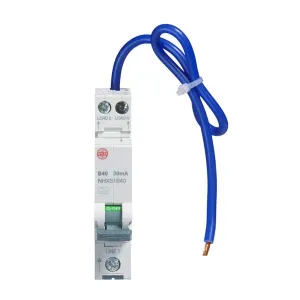 Wylex NHXS1B40 40A 30mA SP N B Curve 6kA Type A Compact RCBO