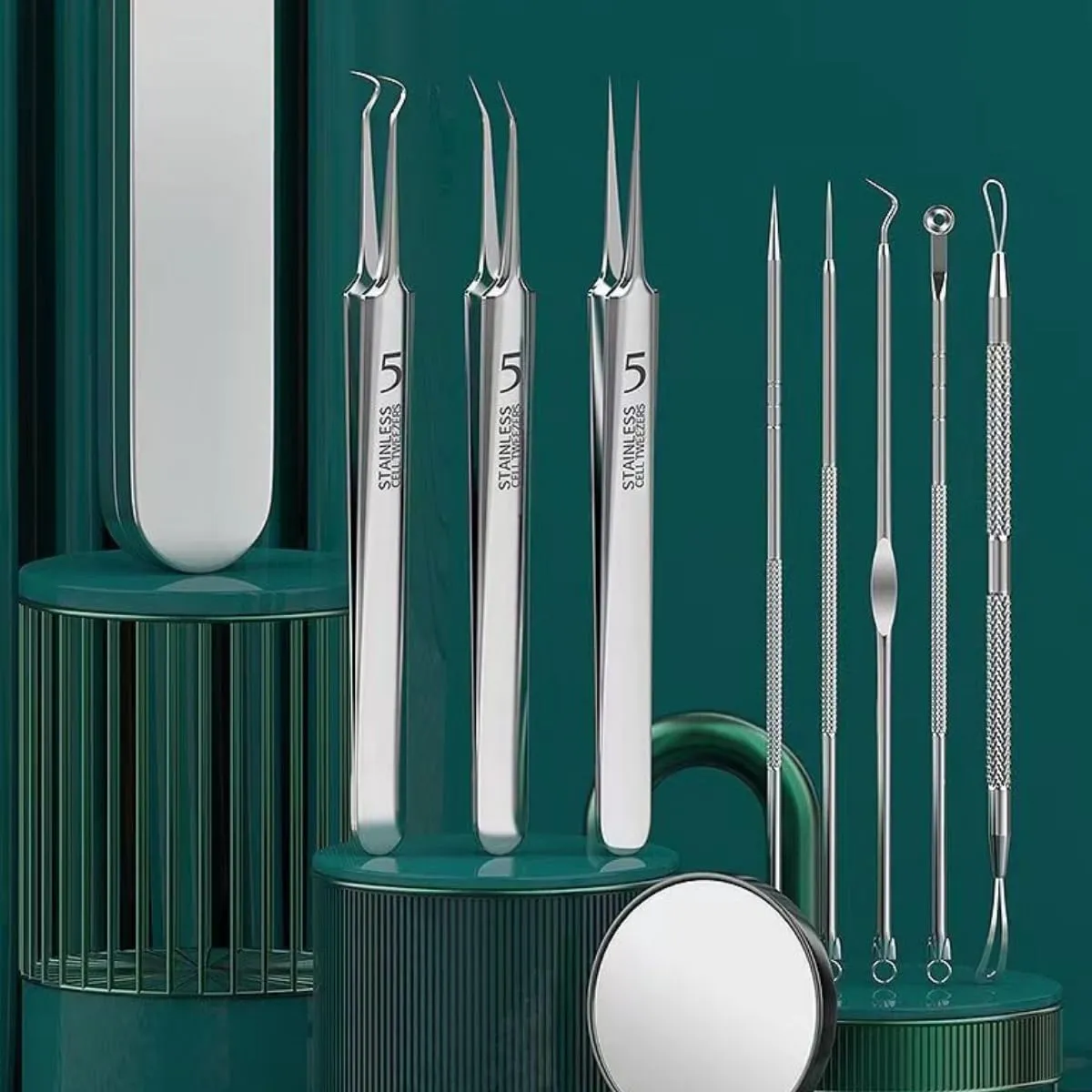 xwxwseui Usiveinborn Blackhead Remover Upgraded, Usiveinborn Blackhead Tweezers, Professional Upgraded Facial Blackhead Remover Tweezers, Blackhead Remover Tools Sets (A5-Rose-Gold-8pcs)