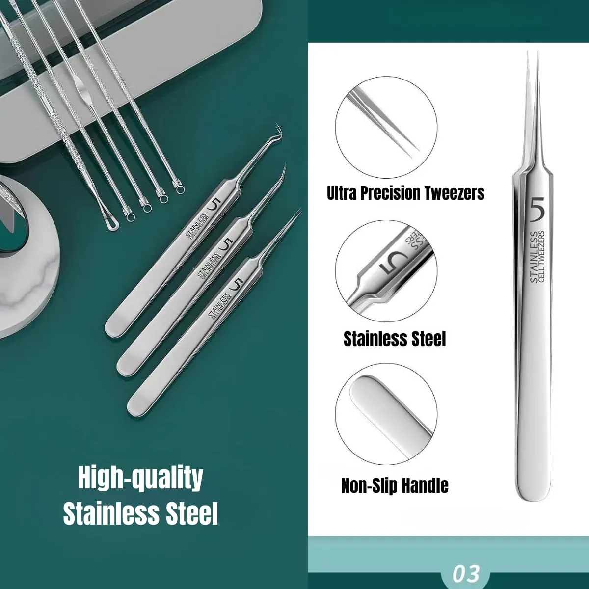 xwxwseui Usiveinborn Blackhead Remover Upgraded, Usiveinborn Blackhead Tweezers, Professional Upgraded Facial Blackhead Remover Tweezers, Blackhead Remover Tools Sets (A5-Rose-Gold-8pcs)