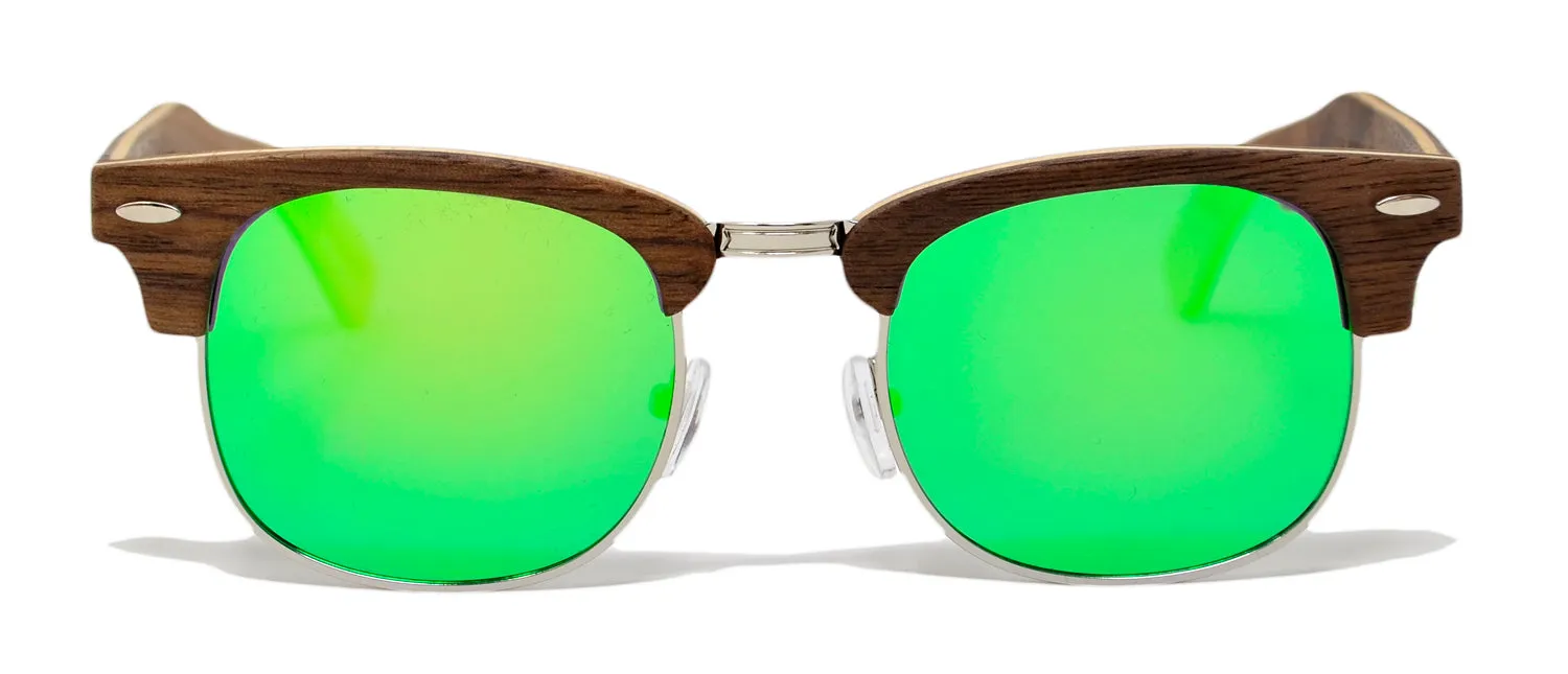 Yacht Master / Walnut Wood Sunglasses / Green Polarized Lenses