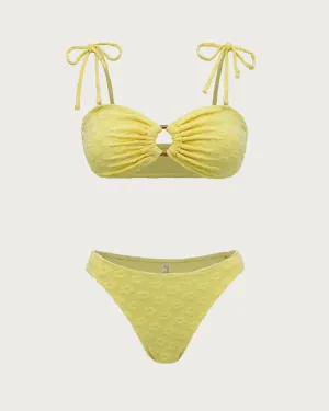 Yellow Floral O-Ring Bikini Set