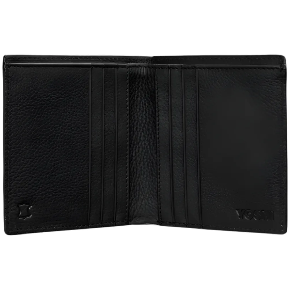 Yoshi Two Fold North South Black Leather Wallet