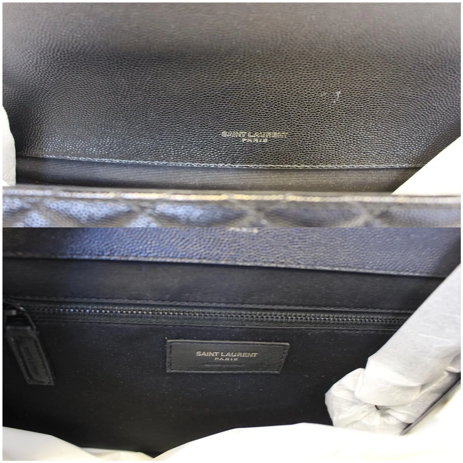 YVES SAINT LAURENT Envelope Large Matelasse Embossed Leather Shoulder Bag Black