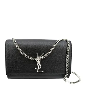 YVES SAINT LAURENT Kate Medium Grain De Poudre Leather Crossbody Bag Black