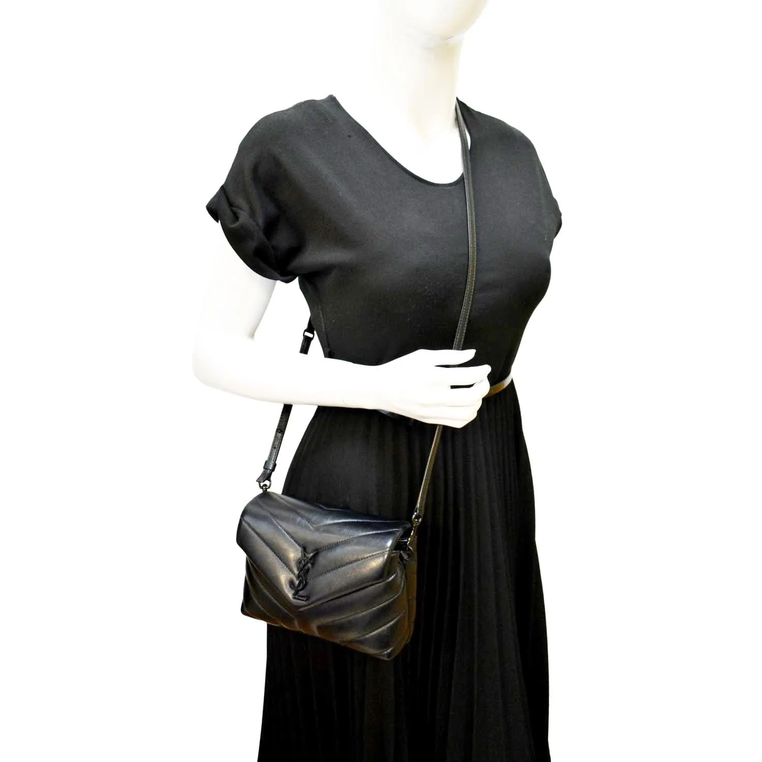 YVES SAINT LAURENT Loulou Toy Matelasse Leather Crossbody Bag Black