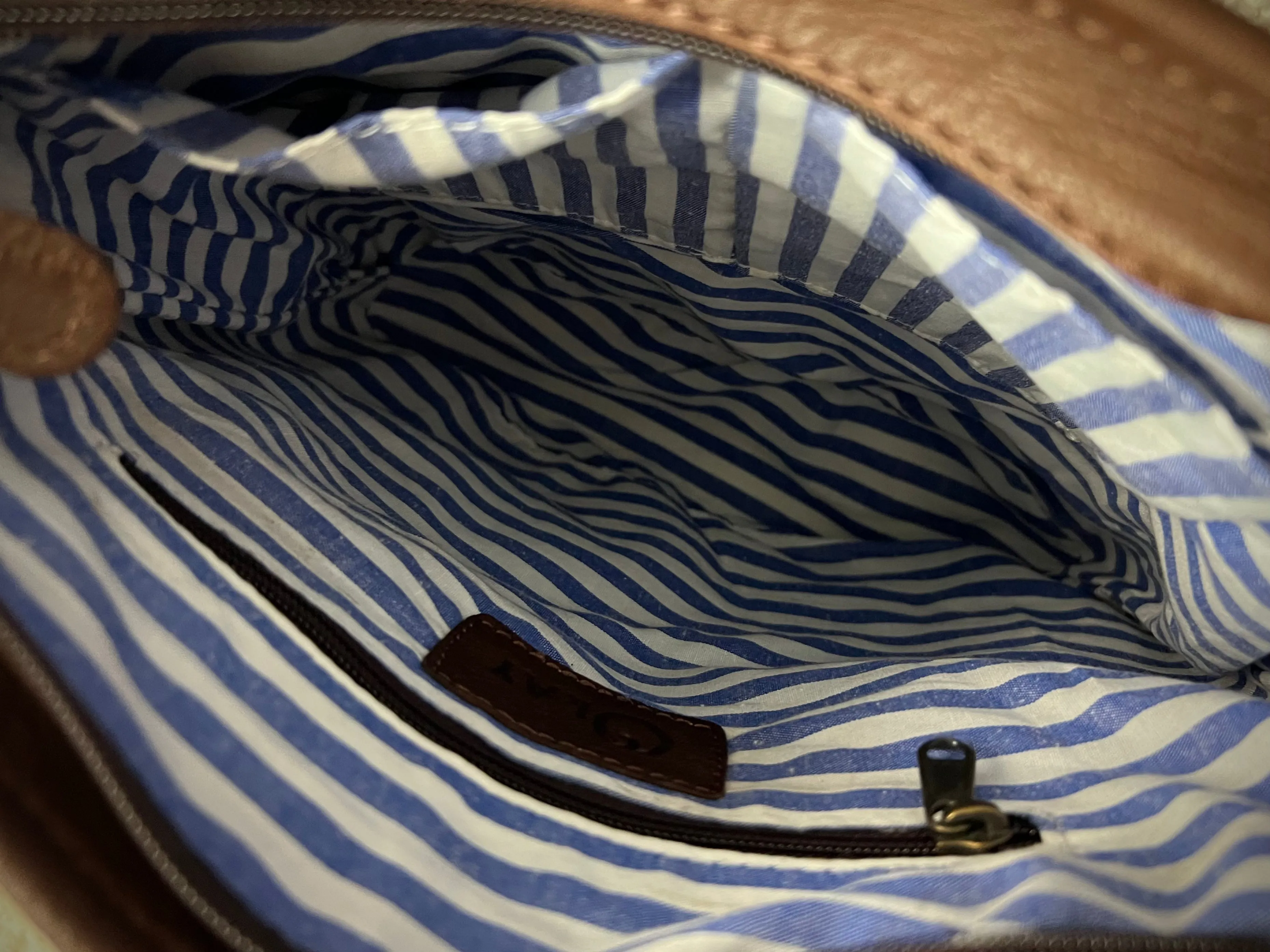 Zipper Front Hide and Tooled Leather Purse